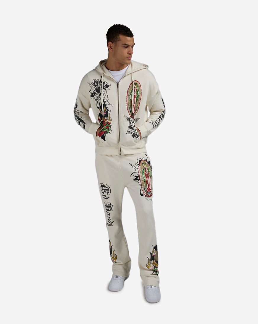 Shop Ed Hardy Mary Full Zip Hoodie EHM13039RS-IVY cream | SNIPES USA