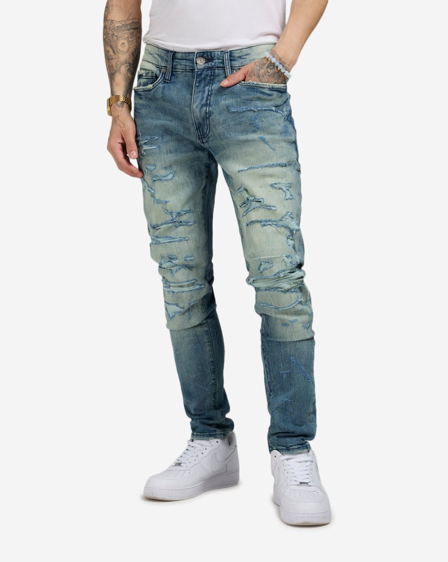 Shop Jordan Craig 5Pkt Rip Repair Jeans JS3208-SIL blue | SNIPES USA