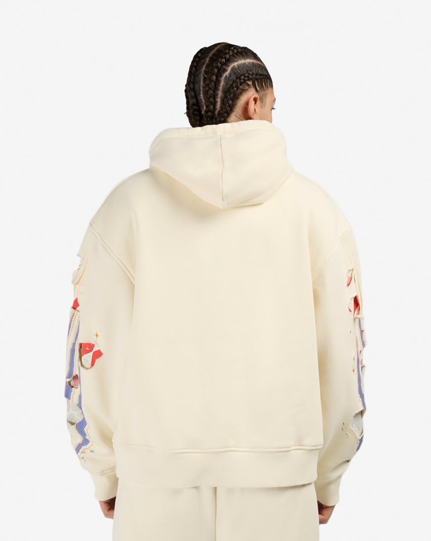 Shop Smoke Rise Racing Double Layer Hoodie FO26S428SN-ECR cream