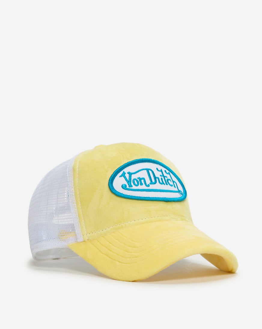Shop Von Dutch Velvet Trucker Hat VDHH0004-YELLOW yellow | SNIPES USA