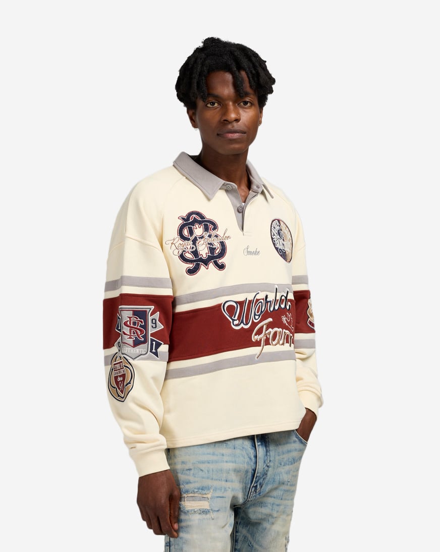 Shop Smoke Rise Ivy Rugby Long Sleeve Tee FO25571SN-CLK cream