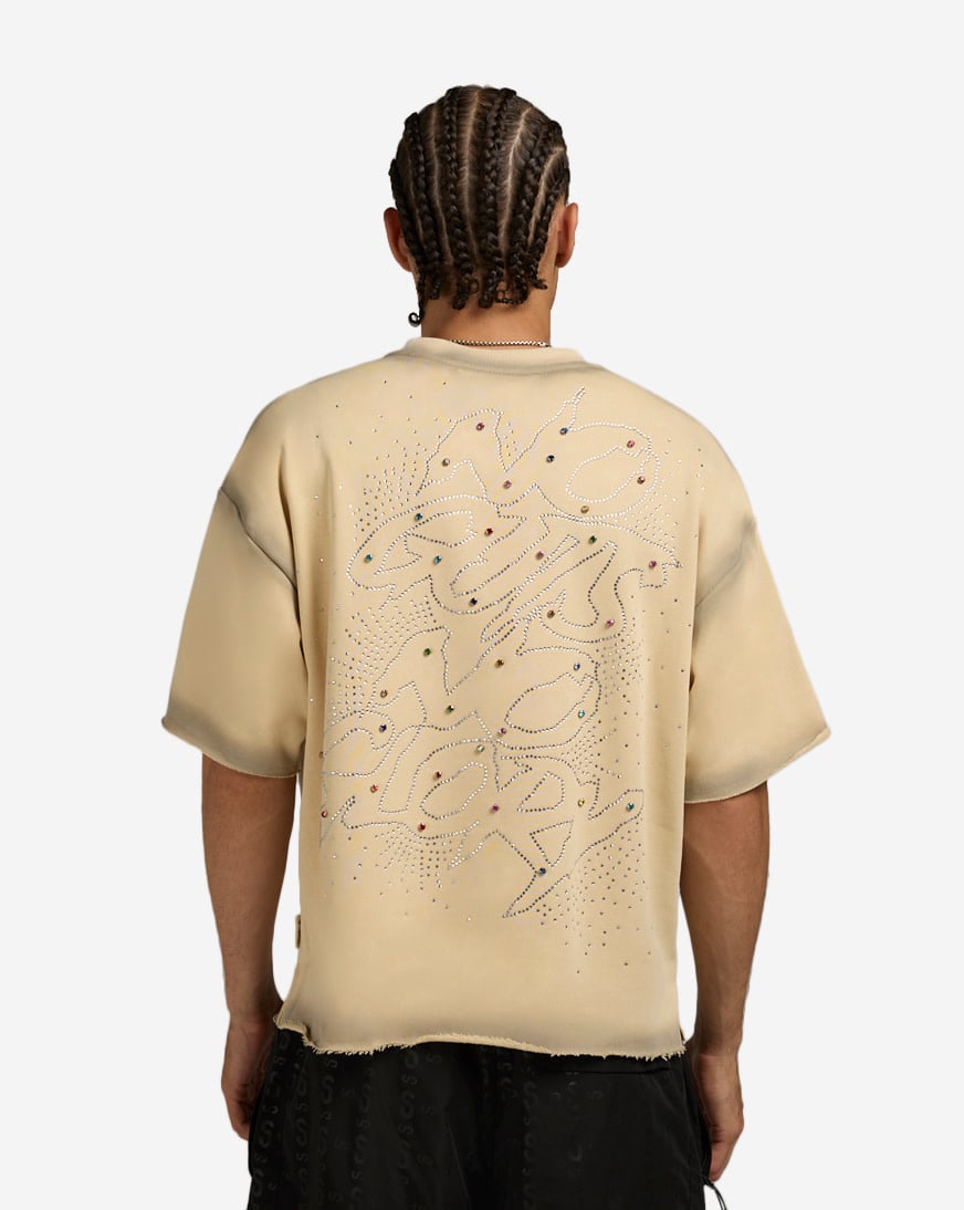 Shop BKYS Apparel No Guts No Glory Cropped Tee T1334-OFF cream
