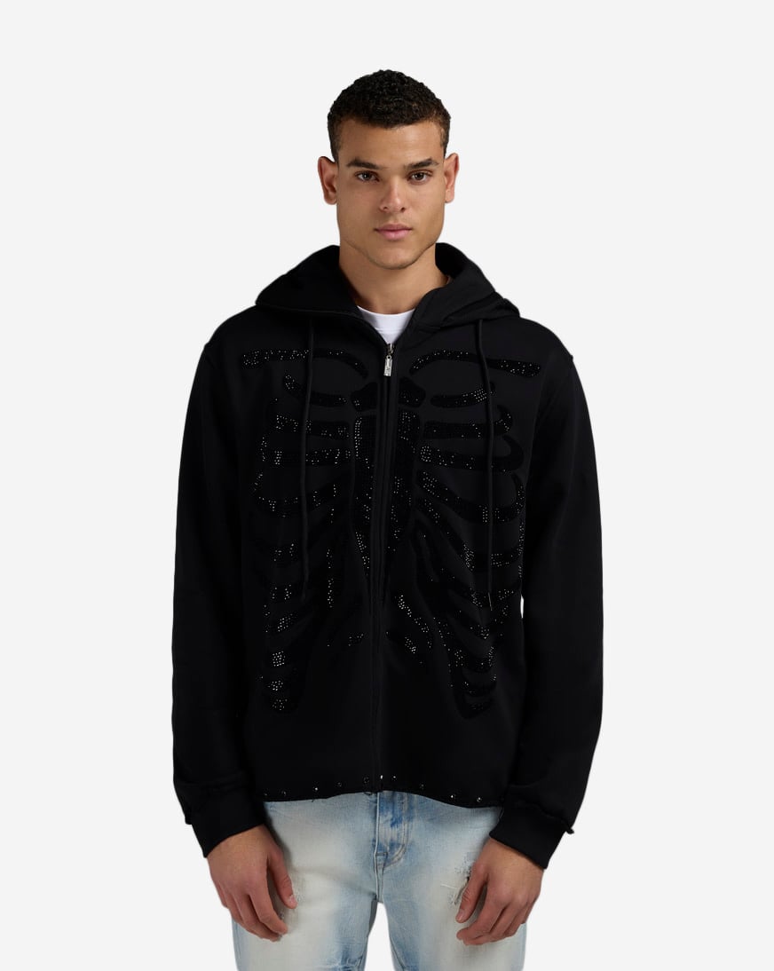 Shop BKYS Apparel Skeleton Full Zip Up Mask Hoodie H1285MS-BLK