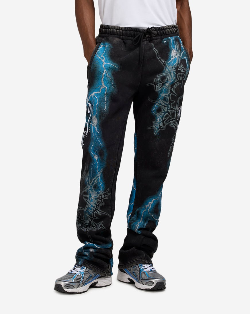 Shop Smoke Rise Paradise Stacked Fleece Pant FP25567SNZ-BLK black