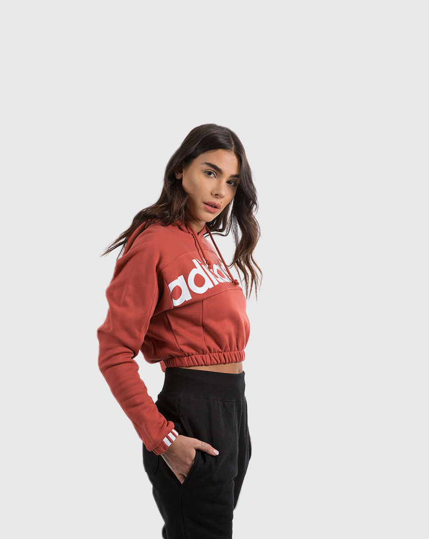 adidas orange cropped hoodie