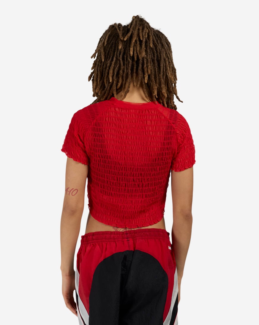 Shop adidas Smocked Cali Tee KE3432 red | SNIPES USA