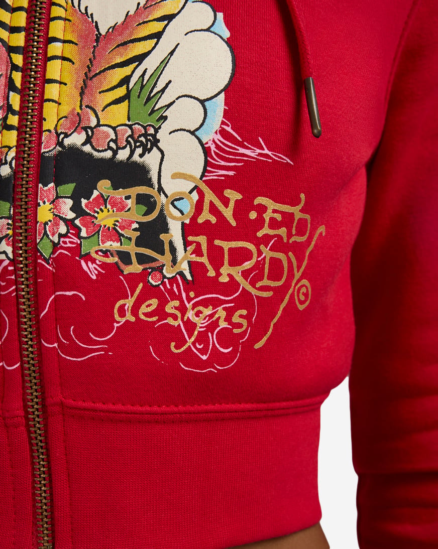Shop Ed Hardy Tiger Mountain Fleece Hoodie EHW8200-78 red | SNIPES USA