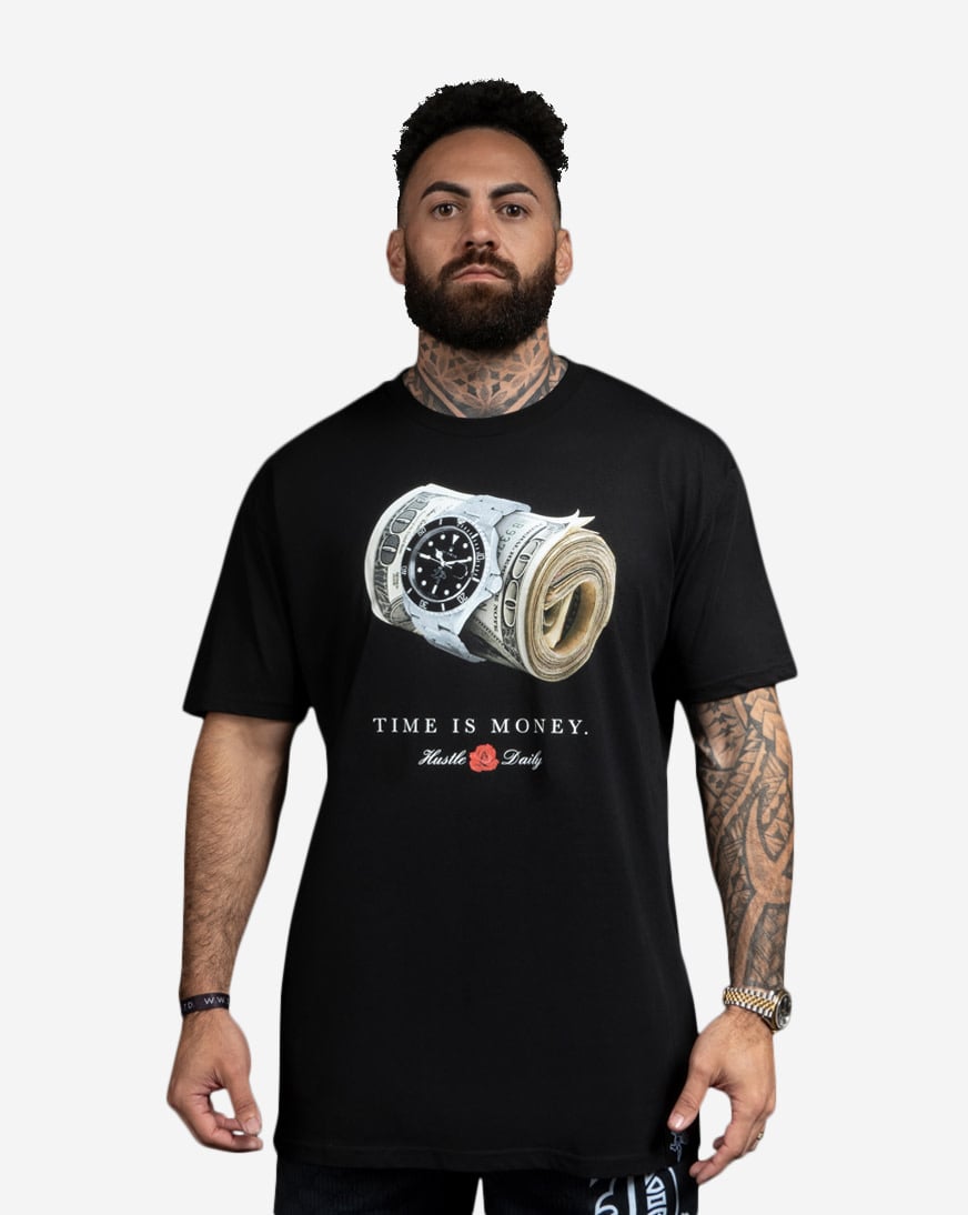 Shop Hasta Muerte Time Is Money Tee HM-TIMEISMONEY-TEE-BLACK black