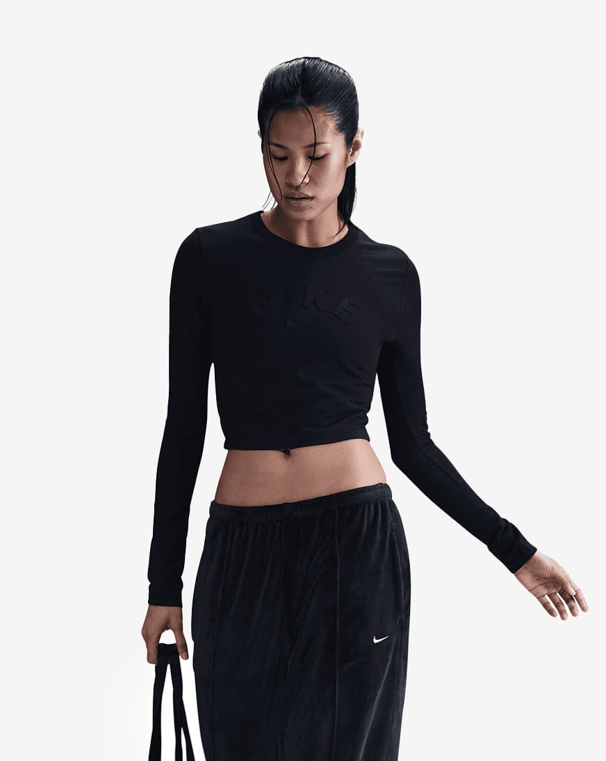 Shop Nike NSW Chill Crop Knit T-Shirt HQ1702-010 black