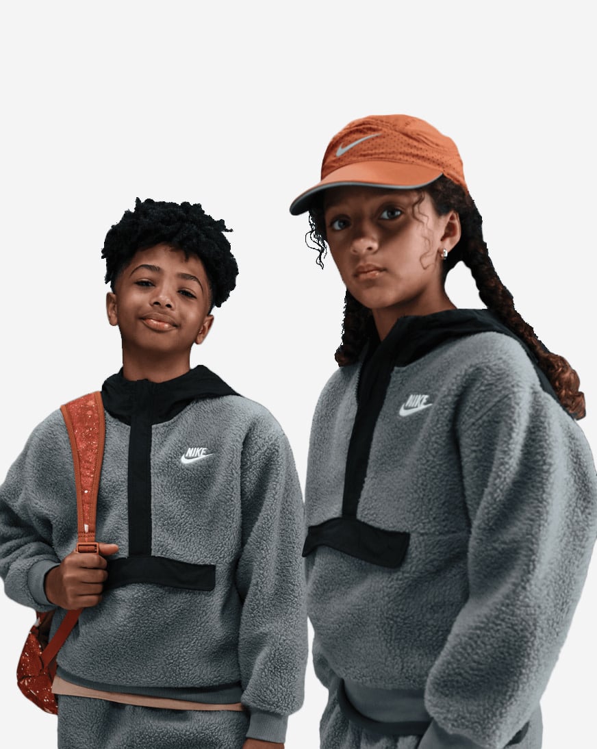 Shop Nike Big Kids' NSW Club Fleece Loose 1/4-Zip Hoodie HV0383