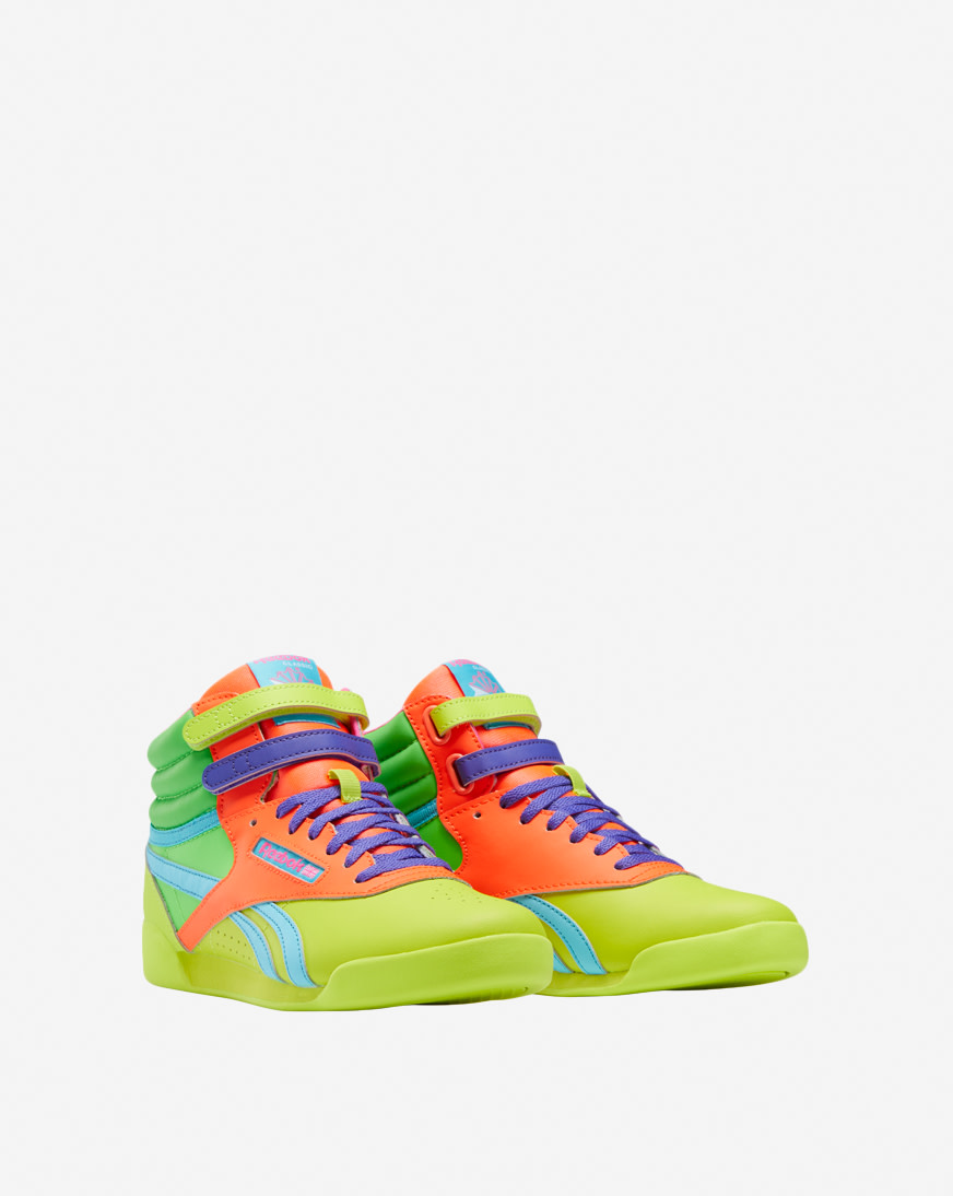Shop Reebok Grade School Freestyle Hi Brights GY7475 green